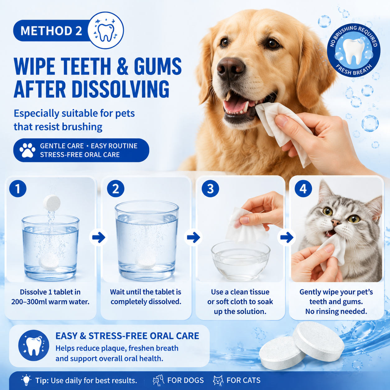 SipSmile – Dental Care Effervescent Tablets for Dogs & Cats