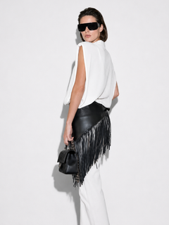CascadeCinch – Inara Black Fringe Corset-Style Waist Belt