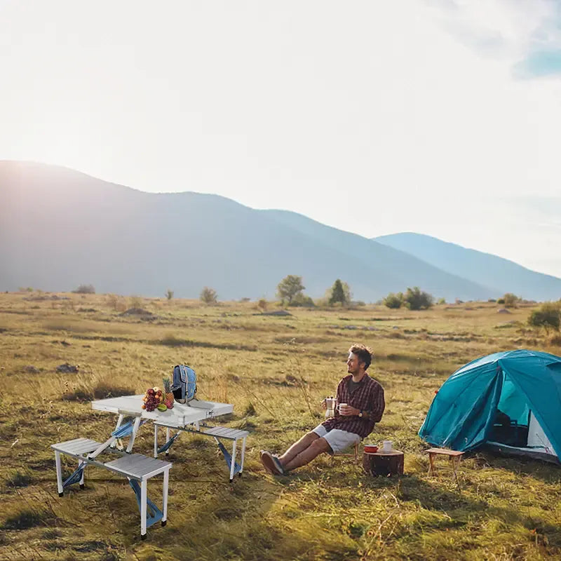 PicniCase – Integrated Aluminum Folding Table and Chairs Set