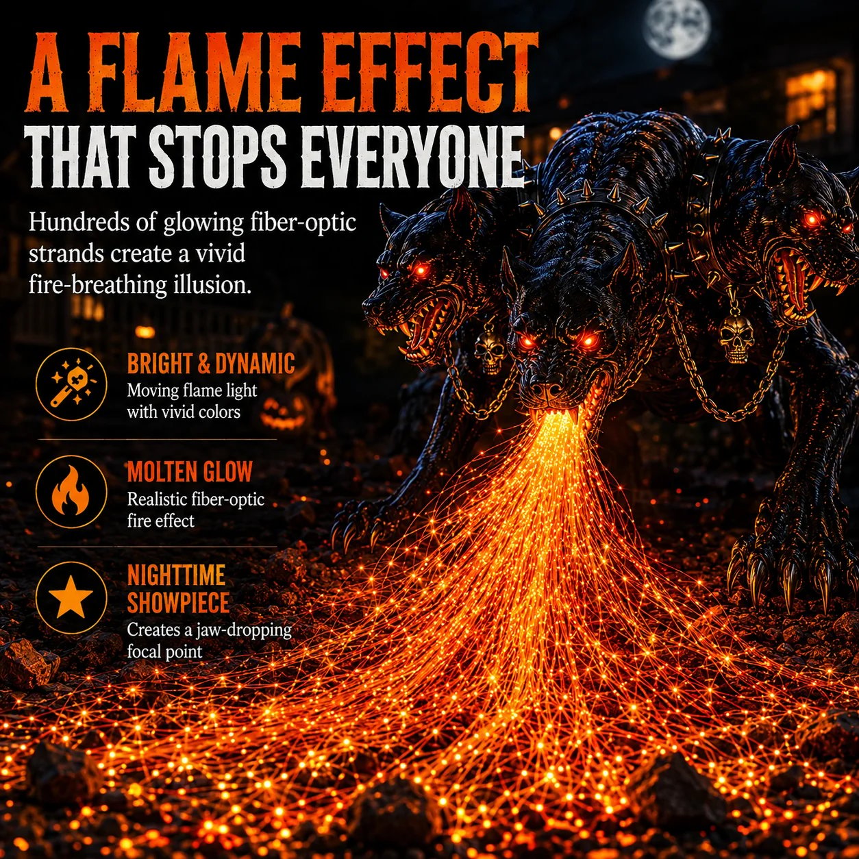 🎃 HellBlaze – Fire-Breathing Solar Halloween Garden Light
