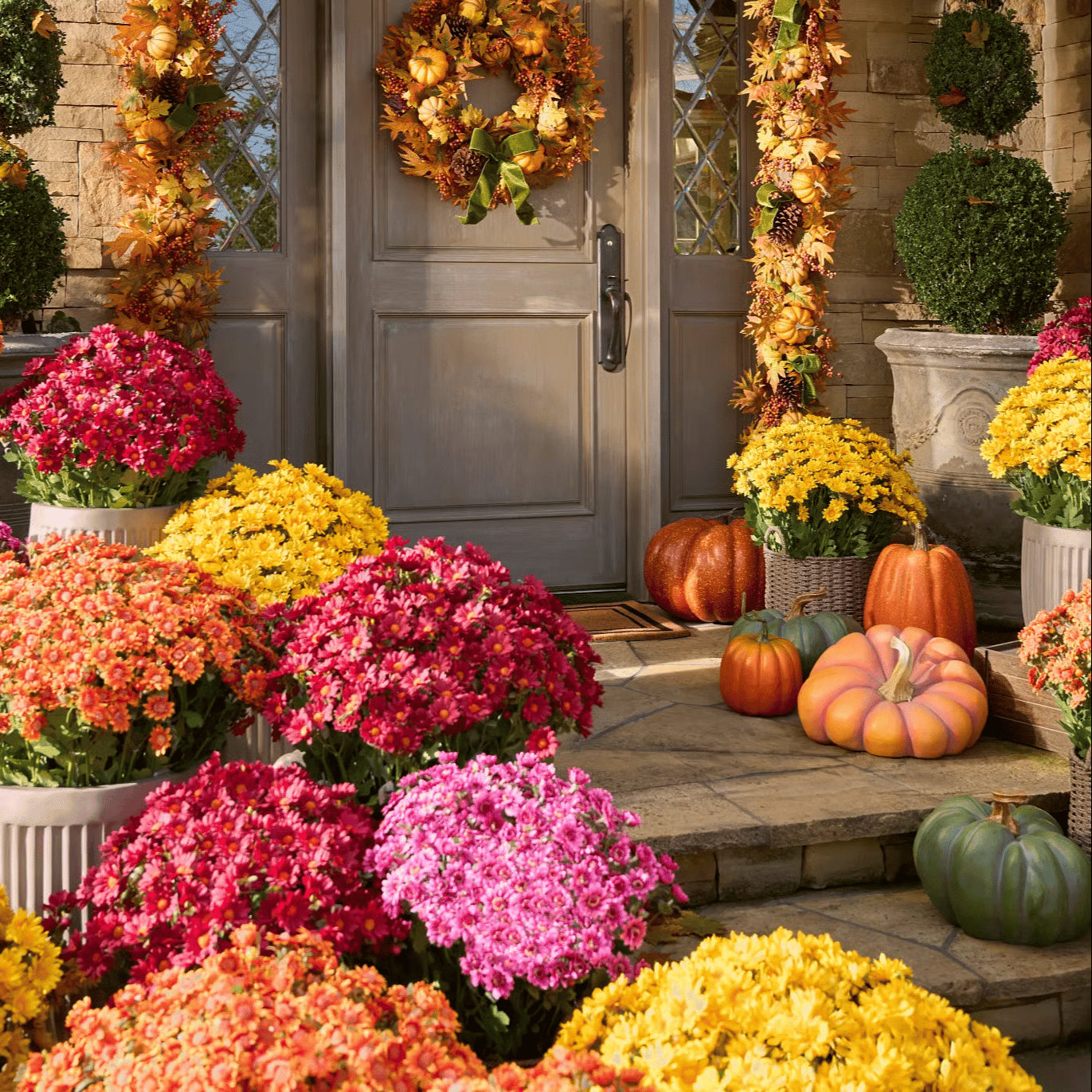 SunsetBloom – 💥🌼 Artificial Outdoor Mums, UV-Resistant, Waterproof & Windproof