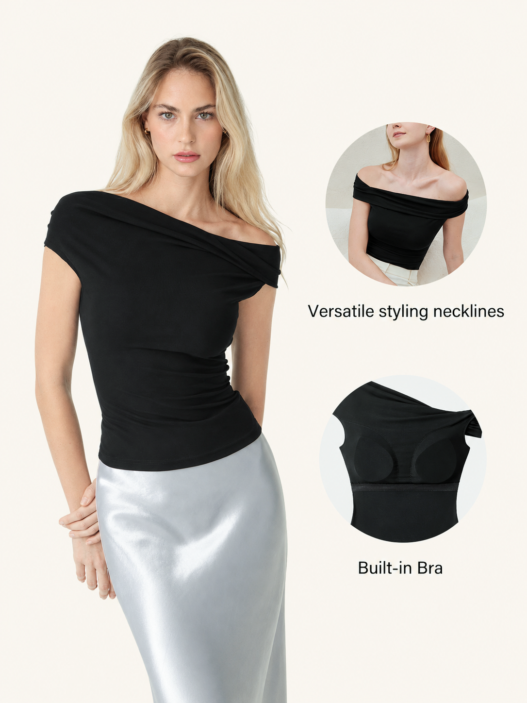 MilayaMuse – Off-the-Shoulder Ruched Top & Midi Skirt Set