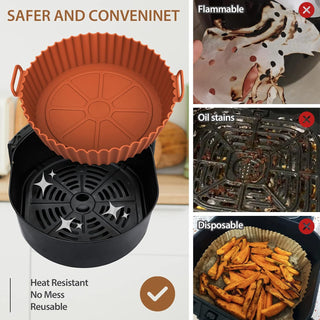 🔥 CrispNest – 6-Piece Non-Stick Silicone Air Fryer Baking Tray Set