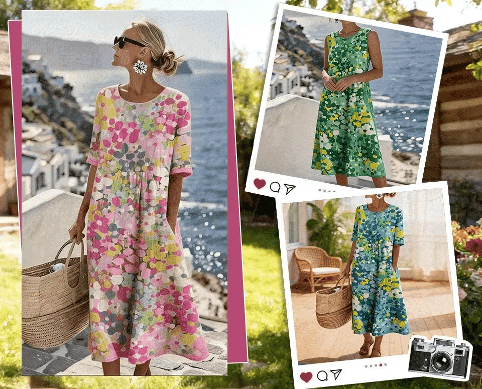 BloomWash – Watercolor Floral Milk Silk Dress