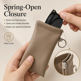 SnapSight – Spring-Open PU Leather Glasses Pouch