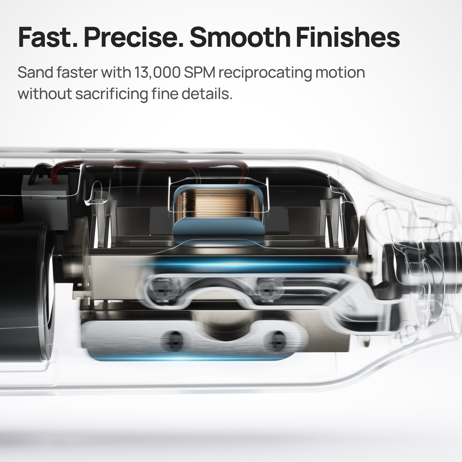 FineStroke – Cordless Reciprocating Detail Sander Kit with 64 Color-Coded Heads