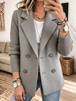 CozyLayer – 🤲⏰✨ Knit-Sleeve Blazer: Chic, Warm & Effortless