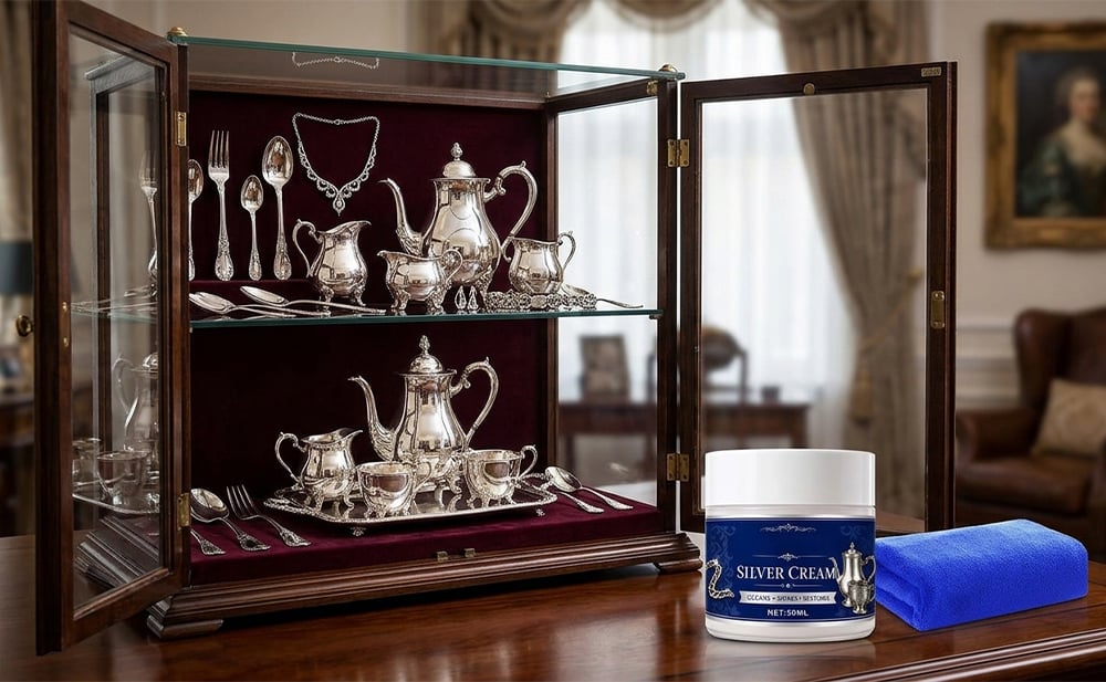 SilverRevive – Professional Instant-Restoration Silver Polishing Cream with Towel
