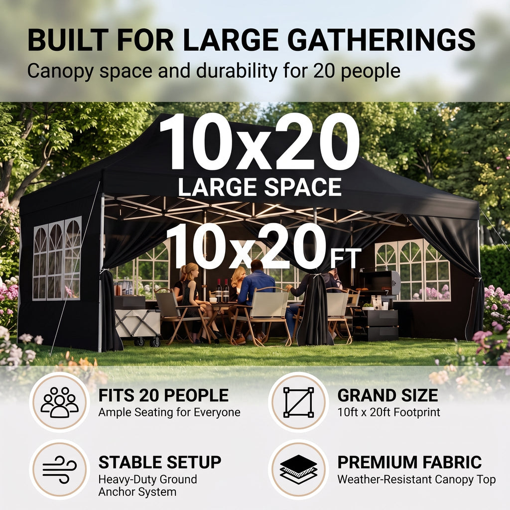 ShadeHaven – Heavy-Duty Pop-Up Canopy Tent with Removable Sidewalls