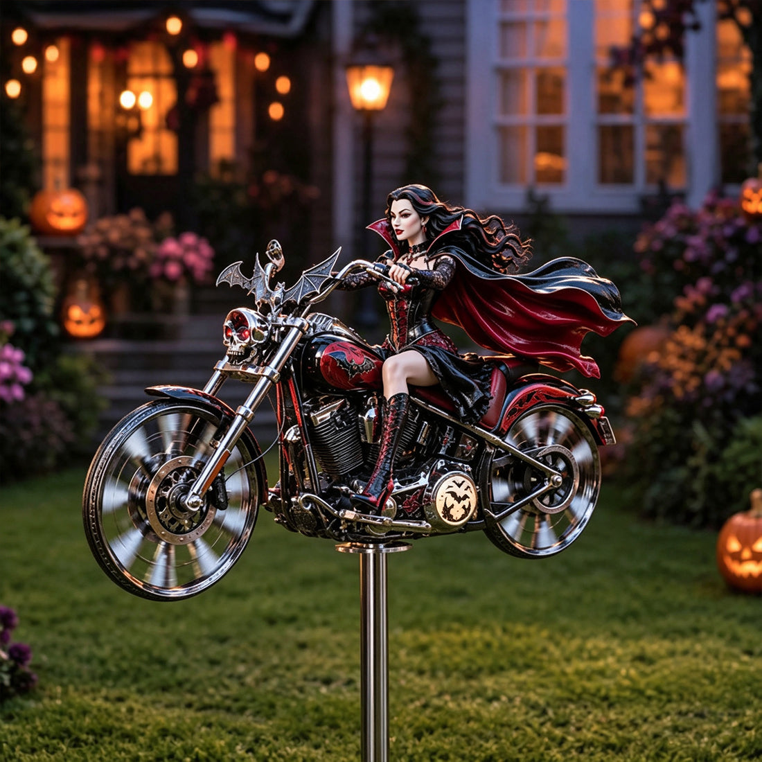 SpookRider – 🔥 Halloween Motorcycle Windmill Yard Stake 🎃🏍️