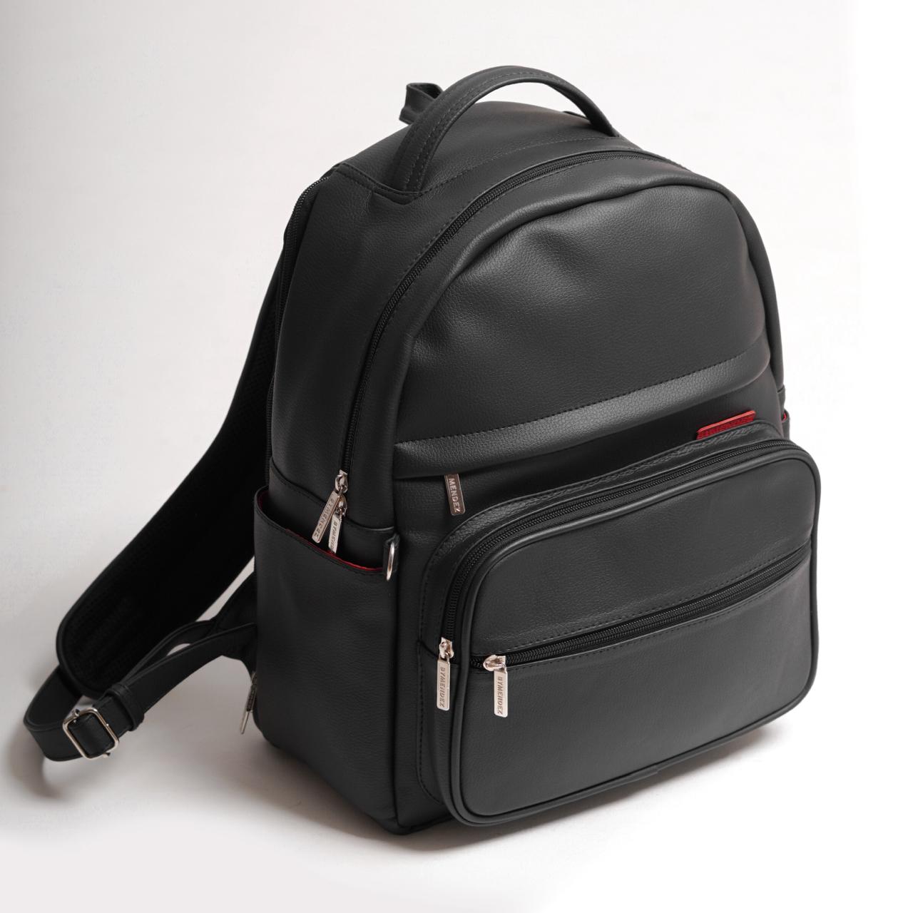 RedCore – Black Vegan Leather Laptop Backpack