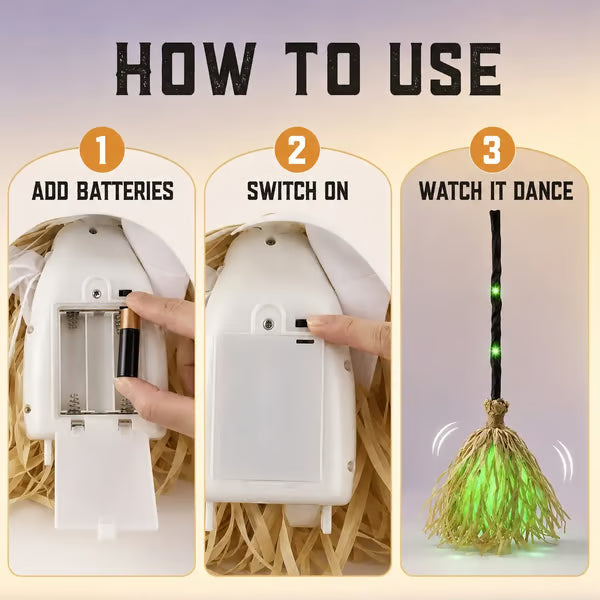 WitchGlow – 🧙‍♀️🧹 Animated Halloween Broom with Light & Sound