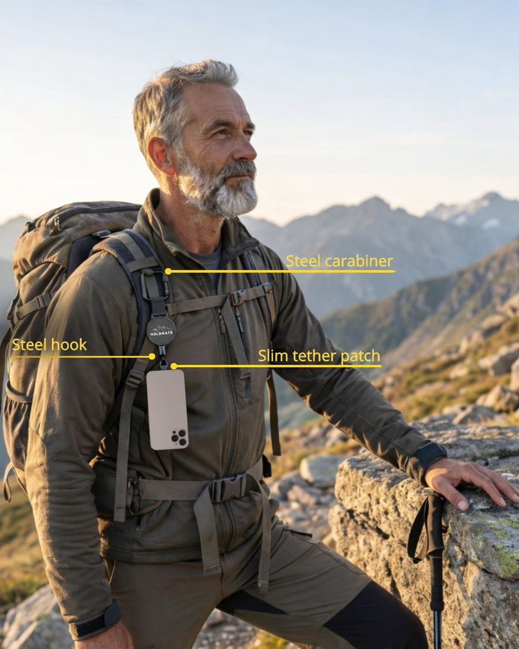 SafeTether – Anti-Drop Phone Tether with Retractable Steel Cord & Carabiner