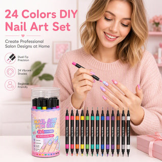 NailSketch – ⏳⏰ 24-Color Dual-Ended Nail Art Pen Set 🪄🎨