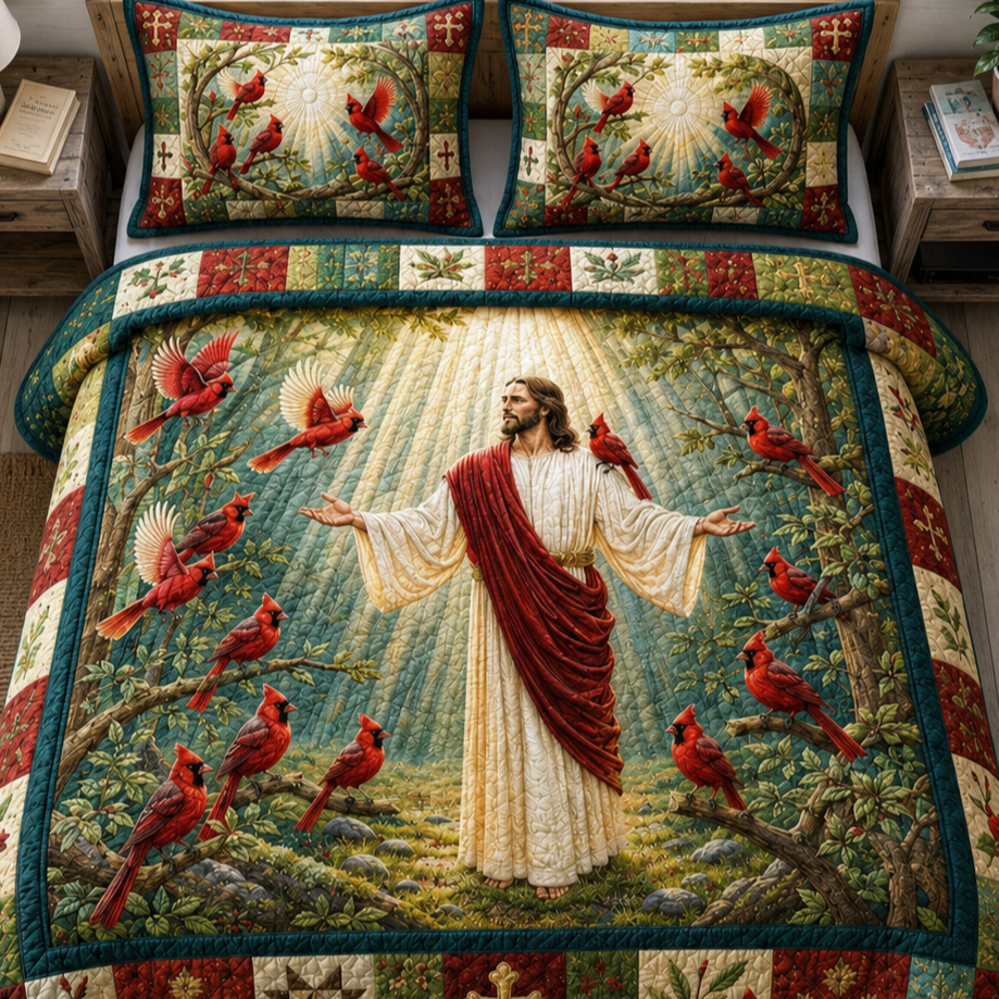GraceQuilt – Surrounded By His Grace 3-Piece Quilted Bedding Set