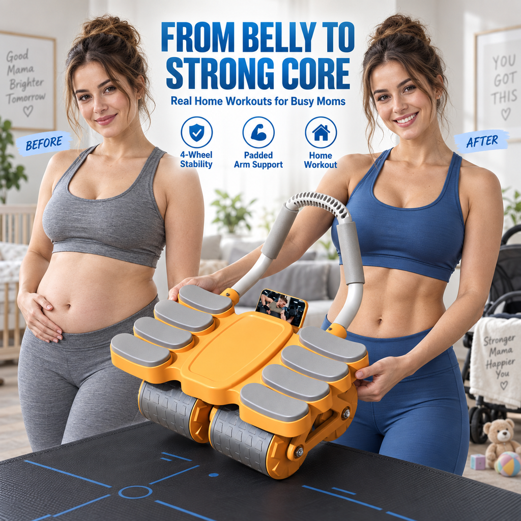 CoreRebound – Four-Wheel Smart Ab Roller with Automatic Rebound & Elbow Support