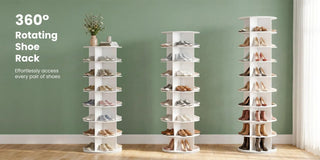 Sweetcrispy S - Rotating Shoe Rack Tower, Spinning Shoe Display Lazy Susan, Revolving 360 Shoe Rack Storage Round Carousel, Vertical Handbag Rotate Shoes Closet Organization
