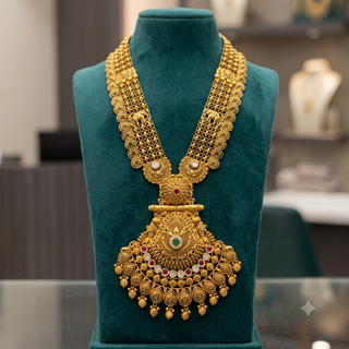 TempleRani – Gold-Tone Temple Jewellery Long Necklace with Pendant