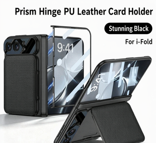 ⭐PrismFold – Magnetic Leather Wallet Stand Case with Screen Glass Film for iPhone Duo