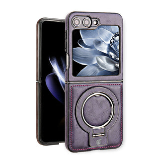 FlipLuxe Leather Ring Case – Magnetic Stand Case for Samsung Galaxy Z Flip 3 to 7