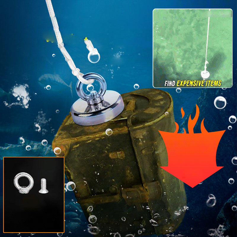 DeepHaul – ⚓ Deep-Water Magnetic Salvage Magnet Set with Rope, Strong Pull, Rust-Resistant & Durable for Underwater Treasure Hunting & Recovery 💰