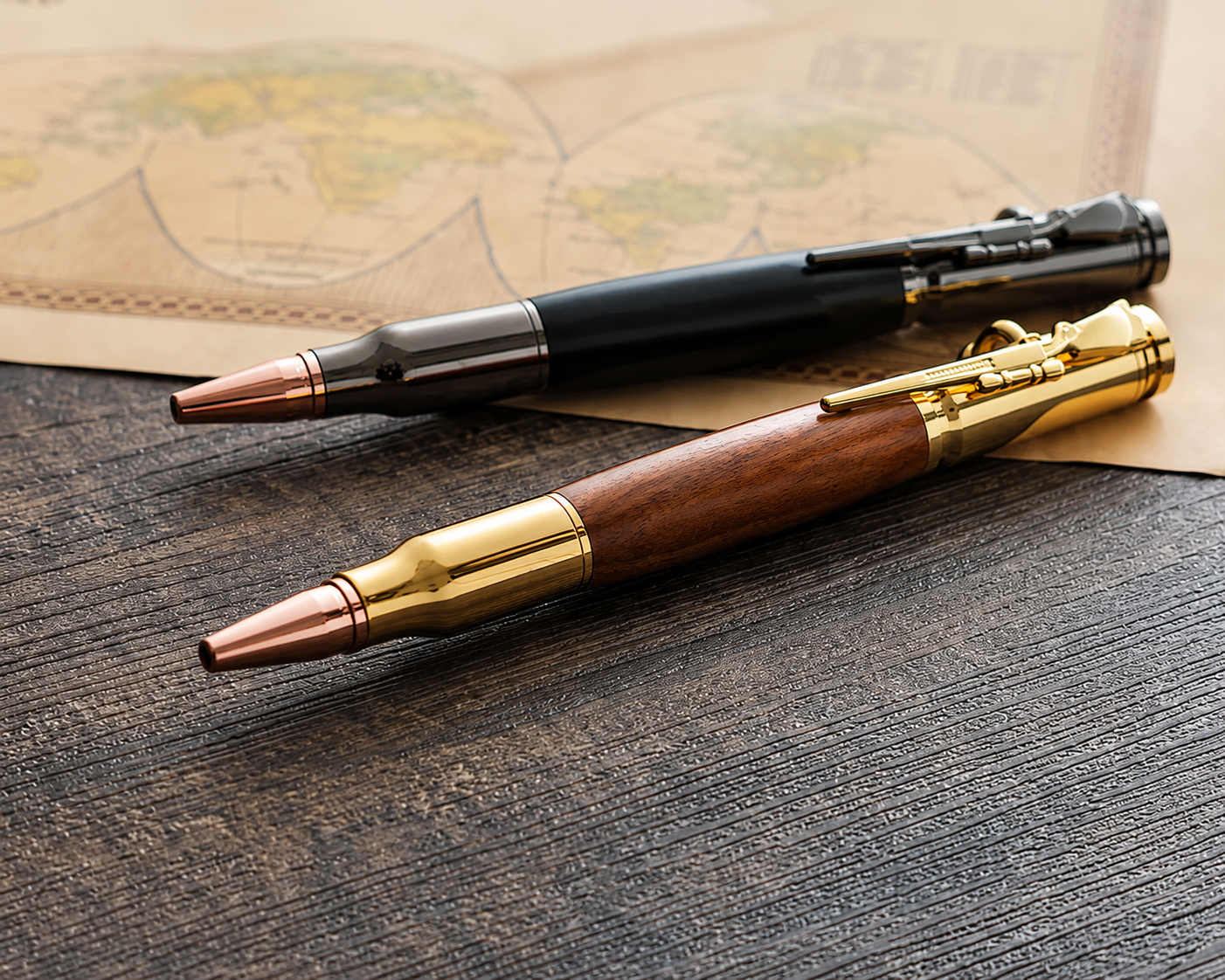 BoltScribe – 🖊Handcrafted by Jake Wilson🖊 Bolt-Action Wooden Bullet Pen Crafted from Real Wood & Bullet Casing