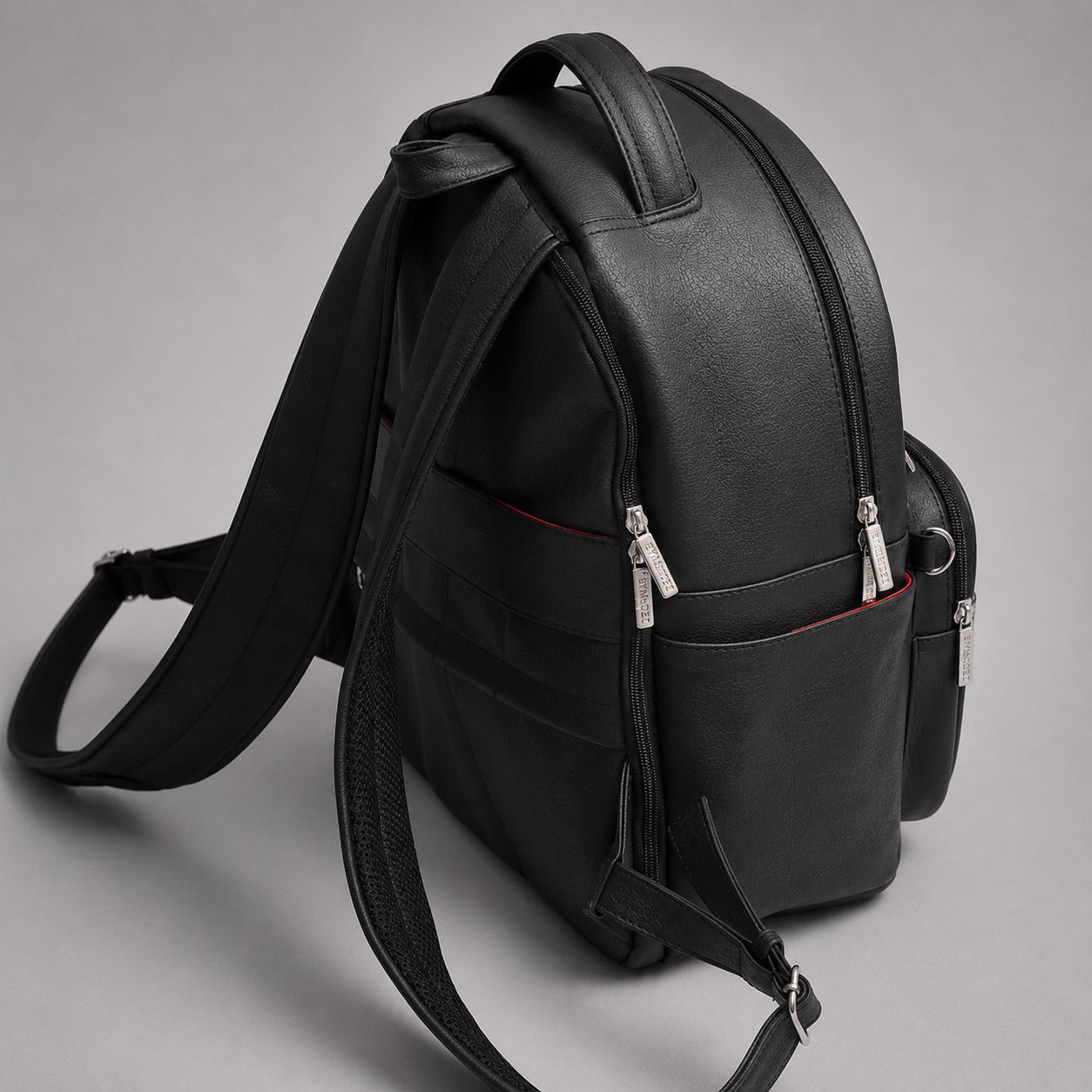 RedCore – Black Vegan Leather Laptop Backpack