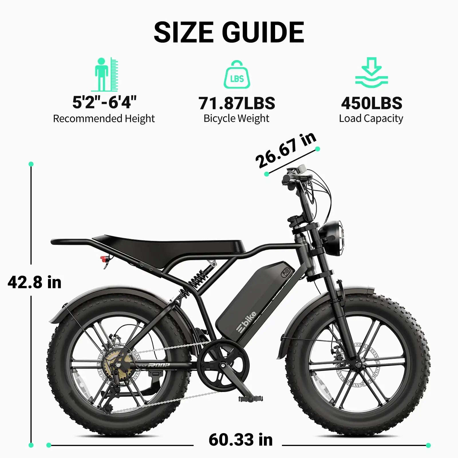 TrailThunder – 1500W Full-Suspension Moped-Style Electric Bike with 20" Fat Tires