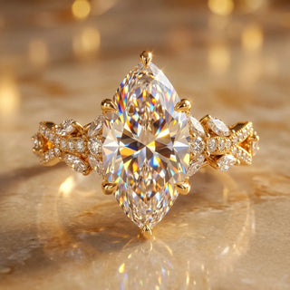 MarquiseMagic – 🔥 Vintage Marquise-Cut Vine Ring That Elongates Your Fingers