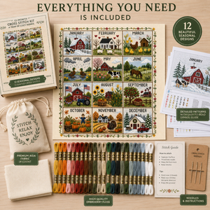 🧵 SeasonStitch – 12-Month Seasonal Cross-Stitch Kit 🌿