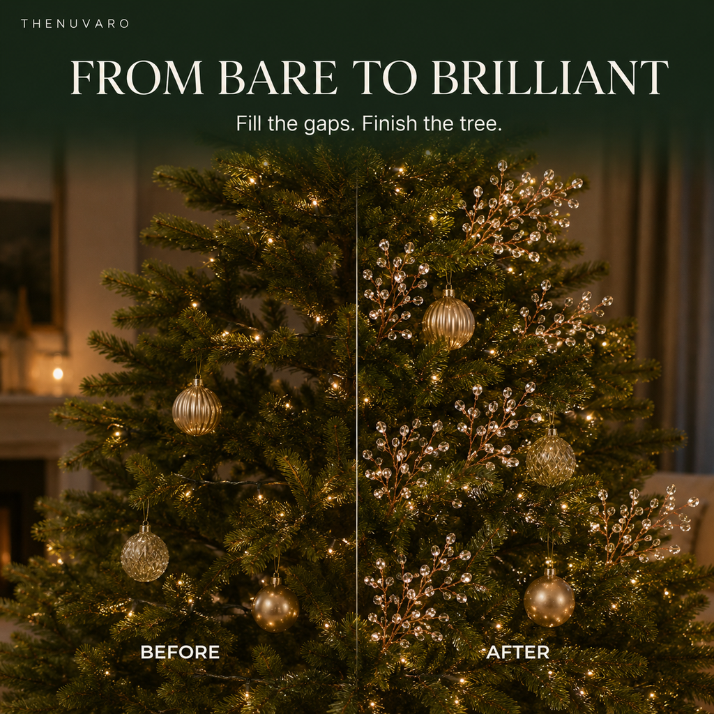 ✨ GlintSprig – Crystal Beaded Christmas Tree Branch Picks for Instant Sparkle & Fuller Holiday Décor