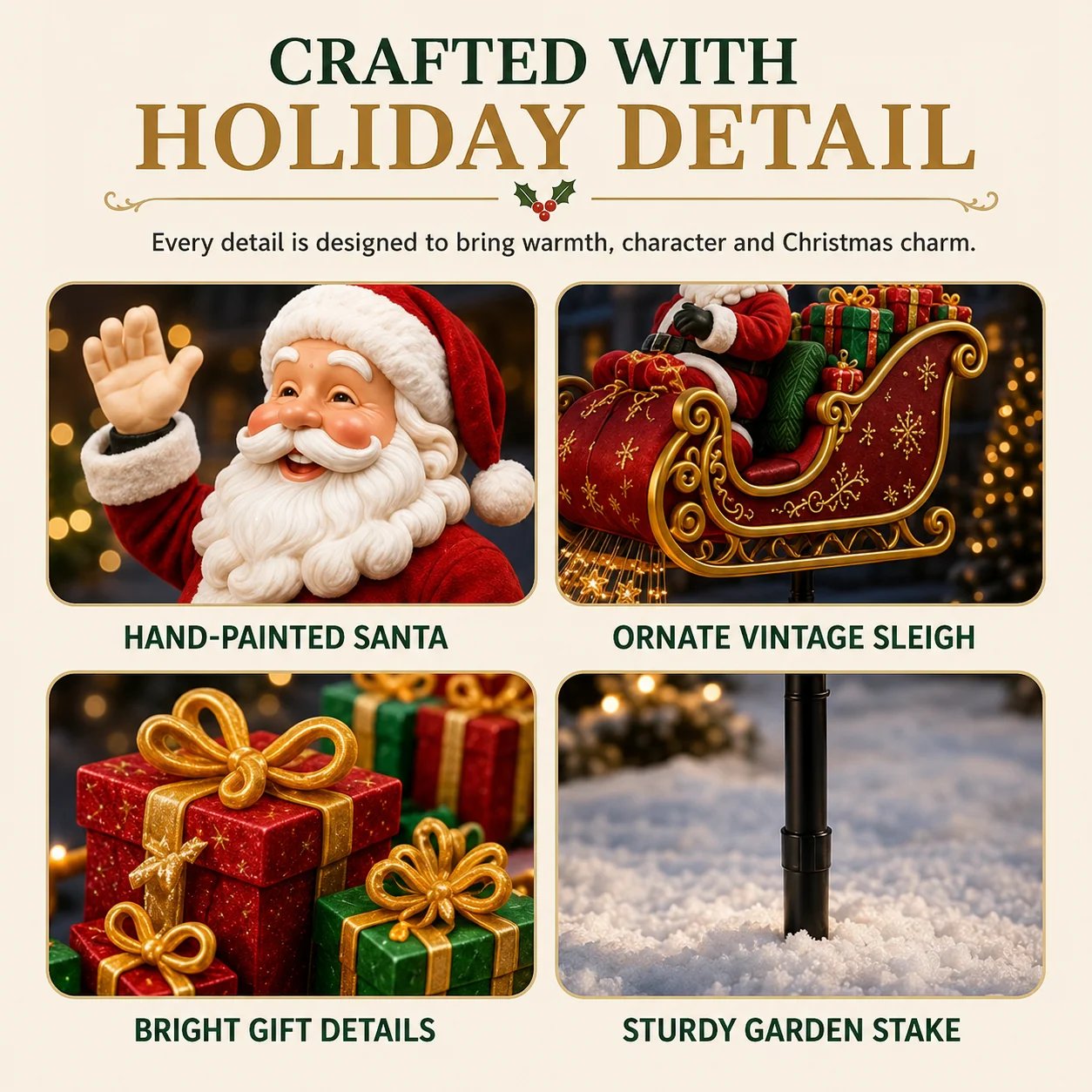 SleighGlow – 🔥🎅✨ Santa's Flying Sleigh Gift Cascade Solar Christmas Garden Light