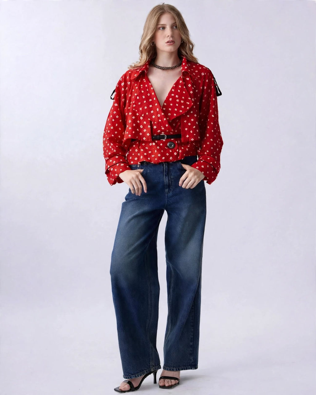 SindoorWrap – Hand-Dyed Bandhani Safari Shirt
