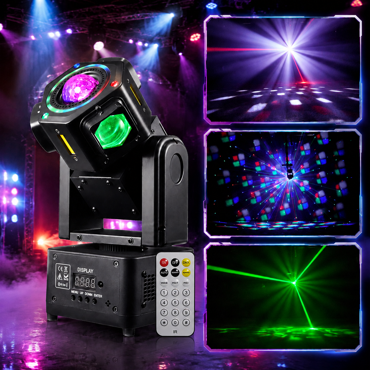 BeamSpin Mini – 80W LED Moving-Head Stage Light for DJ Parties and Events