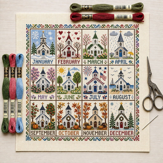 🧵 SeasonStitch – 12-Month Seasonal Cross-Stitch Kit 🌿