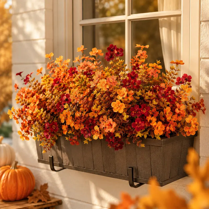 HarvestBloom – Fall & Halloween Artificial Flowers, 12 pcs UV-Resistant Colorful Faux Flowers🍂