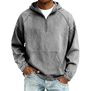 ✨ UrbanEase – Men’s Denim-Inspired Zip Hoodie 👖
