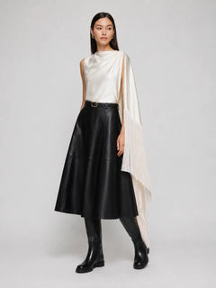 FringeFlow – Asymmetric Fringe Drape Top