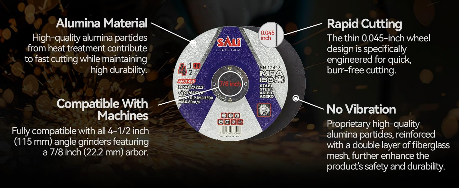 SteelSlice – 4-1/2" x 3/64" x 7/8" Type 1 Metal Cutting Discs, 5 Pack