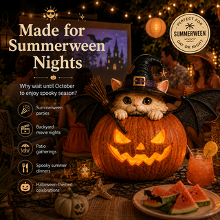 WitchCatGlow – Flickering LED Pumpkin Decor with Daily Timer