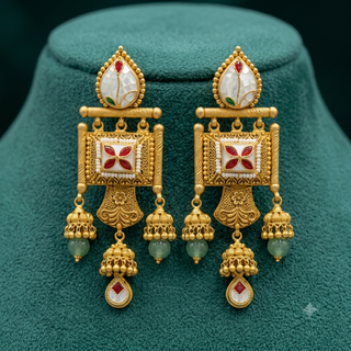 TempleGrace – Traditional Temple Jewellery Long Haram Necklace & Jhumka Earrings