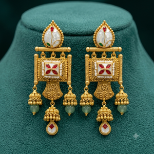 TempleGrace – Traditional Temple Jewellery Long Haram Necklace & Jhumka Earrings