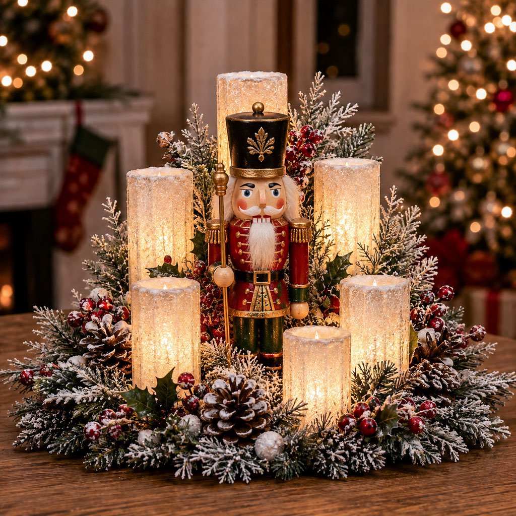 🌲YuleGlow – Christmas Lighted Centerpiece with Flameless Candle Glow
