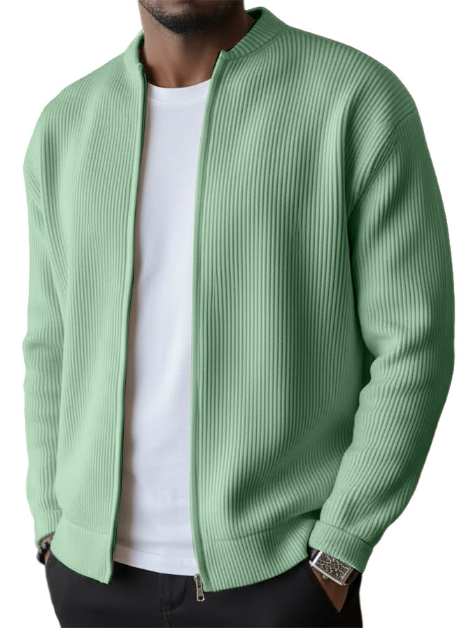 UrbanRib – Men's Ribbed Stand-Collar Zip-Up Jacket