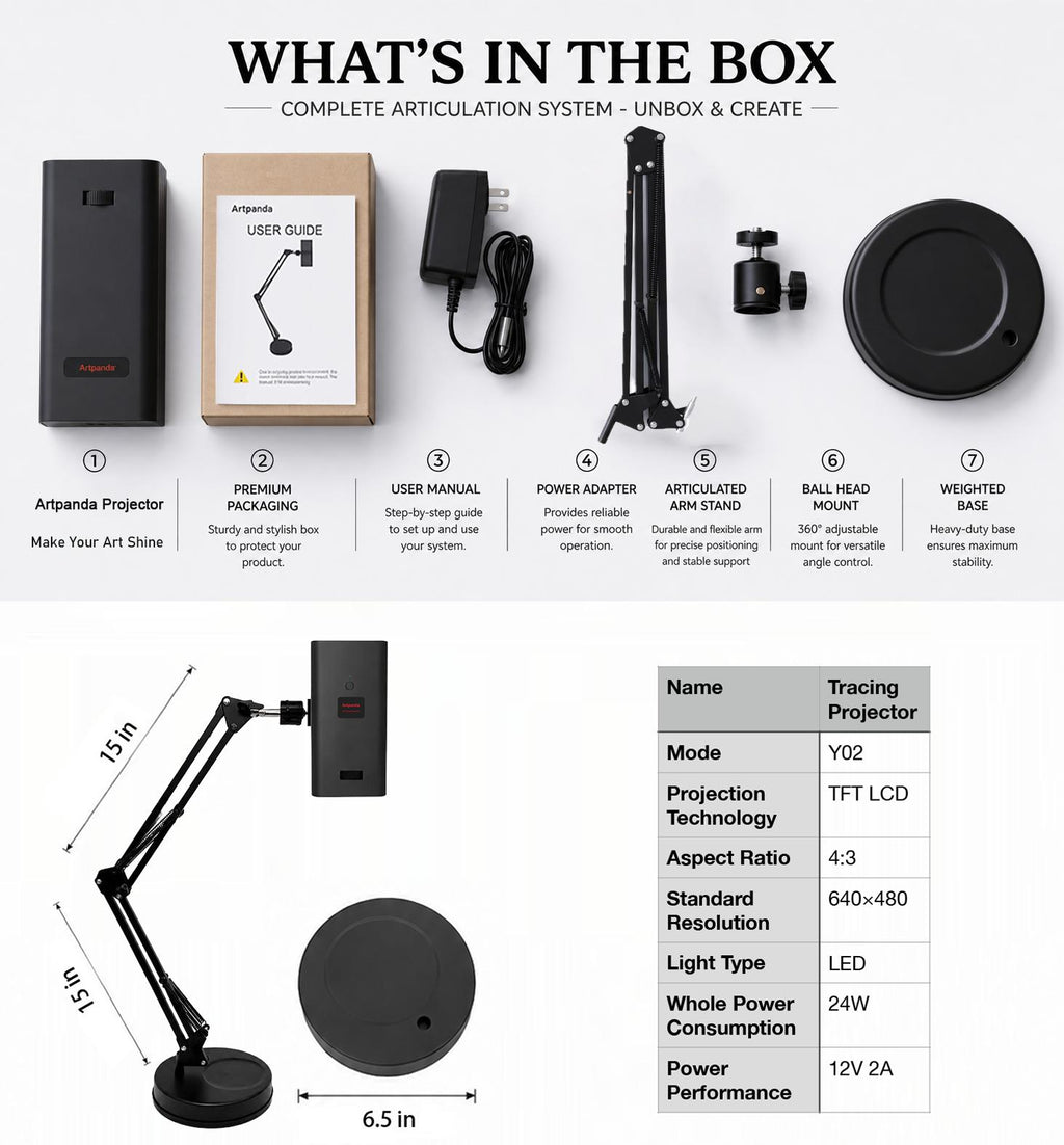 Art tracing projector USB-C powered home studio setup