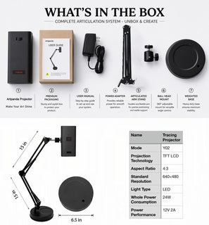 Art tracing projector USB-C powered home studio setup