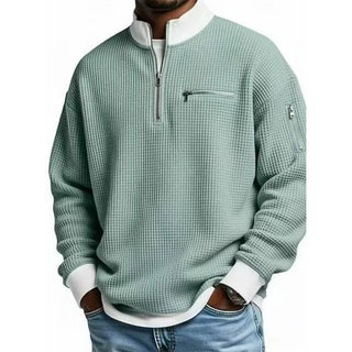 ZipCrest – Men's Casual Stand-Up Collar Contrast-Zip Sweatshirt