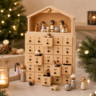NativityJoy – 2026 Wooden Nativity Advent Calendar with 24-Day Countdown & Story Book