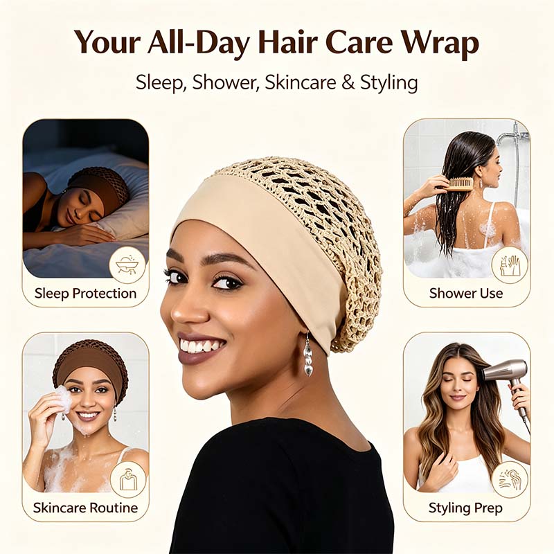 SnoozeCrown – 3-Piece Stretchy Wide-Edge Sleep Bonnet Set for Nighttime Hair Care & Beauty💤