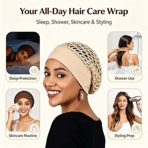 SnoozeCrown – 3-Piece Stretchy Wide-Edge Sleep Bonnet Set for Nighttime Hair Care & Beauty💤